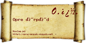 Opre Árpád névjegykártya